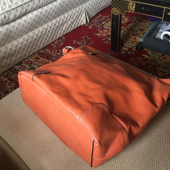 Candace Christian Orange Leather Handbag - Picture 4 of 6